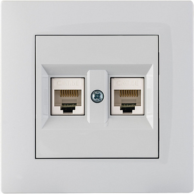 Розетка двойная компьютерная Makel Rizz IP20 белый 88001036