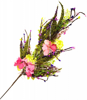 Декорация ветка весенняя розово-фиолетовая 70 см