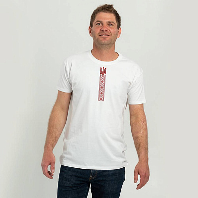 Футболка мужская Sol's Regent Вышиванка орнамент лентой р.S белый