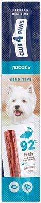 Лакомство Club 4 Paws для собак с чувствительным пищеварением, мясная палочка, лосось, 12г
