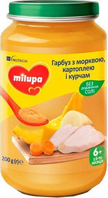 Пюре Milupa Тыква с морковкой, картошкой и цыпленком 200 г 