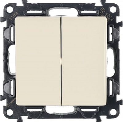 Выключатель проходной двухклавишный Legrand Life без подсветки 10 А 250В кремовый 752508