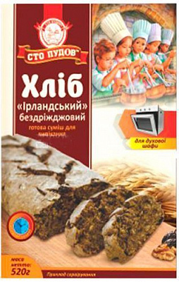 Суміш для випікання хліб Ірландський без дріжджів 520 г Сто пудов