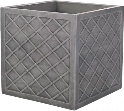 Горщик пластиковий Лаціо 38х38х39 см квадратний 56л сірий