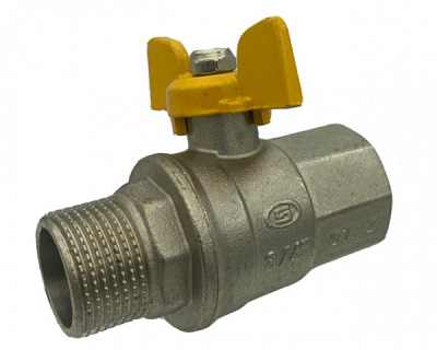 Кран шаровой Gross для газа 7-витк.Ду 3/4 бабочка ВН желтый