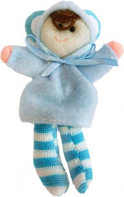 Мягкая игрушка Медвежонок в голубом капюшоне 10 см 