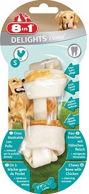 Ласощі 8 in 1 Кістка для чищення зубів з м'ясом Delights S 1 шт.