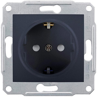 Розетка с заземлением Schneider Electric Sedna 16 А 250 В со шторками графит SDN3000170