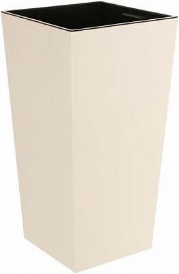 Горшок пластиковый Lamela Финезия квадратный 28,8л кремовый/черный 