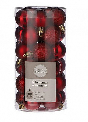 Набір ялинкових куль House of seasons 30 шт. d 30 мм червоний 1082377