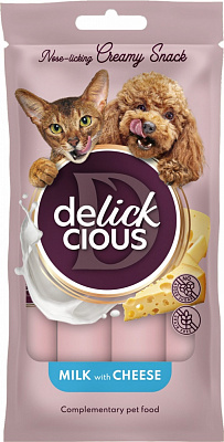 Лакомство DELICKCIOUS для котов и собак молоко с творогом 4х15 г