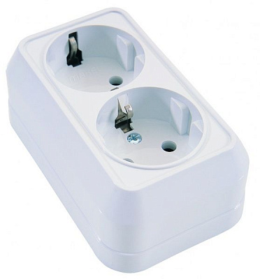 Розетка двойная с заземлением Makel Siva Ustu без шторок белый 45182