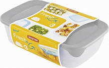 Набір контейнерів для харчових продуктів Fresh&go 0.5 л + 1л + 2 л прозорий сірий Curver