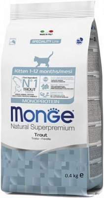 Корм Monge Cat Nat.Monop Kitten Trota, 400 г