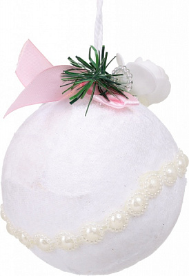 Шар новогодний с жемчугом SDA111510W d 100 мм белый