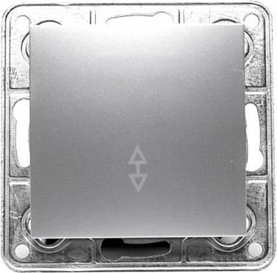 Вимикач прохідний одноклавішний LXL Tesla TLXL3506A без підсвітки срібний 3506A silver