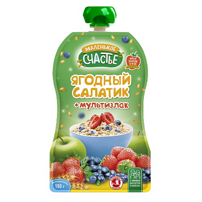 Пюре Маленькое счастье Ягідний салатик + мультизлак 190 г 4813163005135