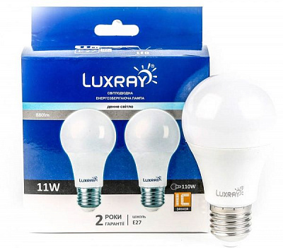 Лампа світлодіодна Luxray 2 шт./уп. 11 Вт A60 матова E27 220 В 4200 К LXA-442-A60-2711