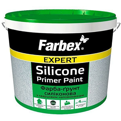 Ґрунтувальна фарба силіконова Farbex з кварцовим наповнювачем біла мат білий 4,2кг