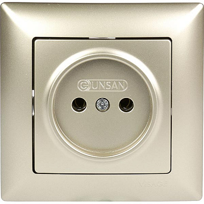Розетка без заземлення Gunsan Visage без шторок бежевий металік VS 28 25 113