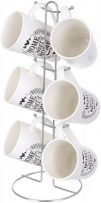 Набор чашек Sweet Home 350 мл 6 предметов на металлической подставке