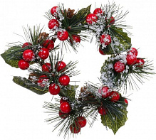 Декорація новорічна Віночок хвойний з ягодами та шишками 15 см EPI-HS-35803A 