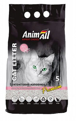 Наполнитель бентонитовый AnimAll с ароматом детской пудры 5 л