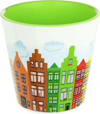 Горшок пластиковый Алеана Деко Амстердам круглый 1,8л белый с салатовым 