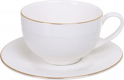 Чашка с блюдцем Diamond Gold 230 мл фарфоровая Fiora