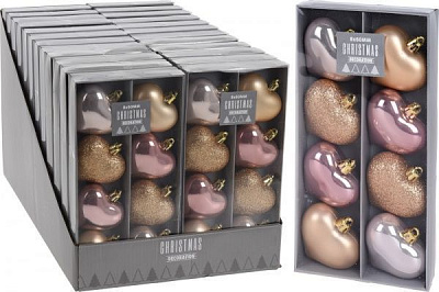 Набор елочных игрушек пластиковых Сердца в ассортименте d60 мм 8 шт./уп. 