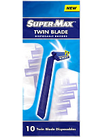 Станок для гоління Super-Max Twin Disposable Blue 10 шт.