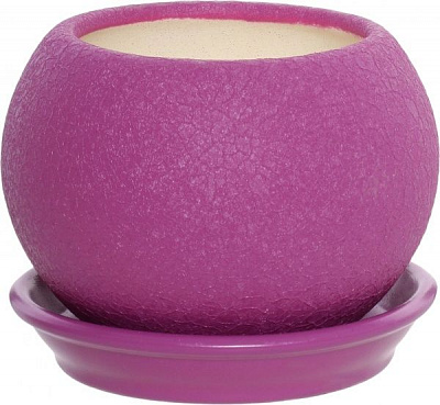 Горшок керамический Ориана-Запорожкерамика Шар шелк круглый 0,4л фуксия (037-3-125) 