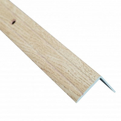 Поріжок алюмінієвий сходовий 24,5 х 20 мм Braz Line кутовий з отворами 1800 мм дуб натуральний