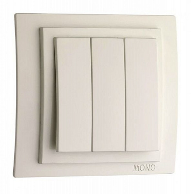 Вимикач триклавішний Mono Larissa без підсвітки 10 А 250В крем 103-171722-114