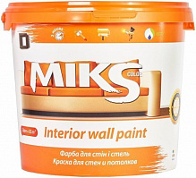 Фарба акрилова водоемульсійна MIKS Color для стін і стель білий 5л 7кг 