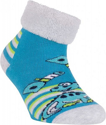 Шкарпетки дитячі Conte-Kids SOF-TIKI (проти ковзання, з відворотом) 258 7С-62СП р.12 темно-бірюзовий із принтом