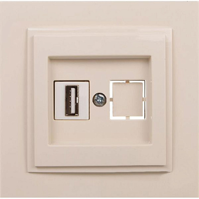 Розетка USB із заземленням Mono Despina без шторок без кришки кремовий 102-170005-144