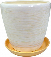 Горшок керамический Ориана-Запорожкерамика Грация круглый 30л бело-золотистый 