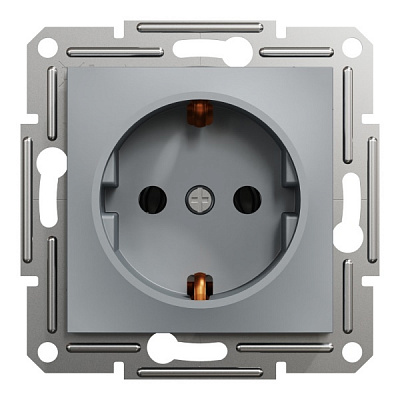 Розетка із заземленням Schneider Electric Asfora IP20 алюміній EPH2900162