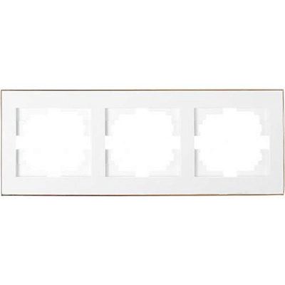 Рамка трехместная Lezard Rain горизонтальная белый с золотой вставкой 703-0226-148