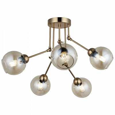 Люстра потолочная Vio Concept by LUCEA Pore 5x40 Вт Е27 античная латунь 1528-52-05 