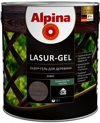 Лазурь Alpina Lasur-Gel черный шелковистый мат 0,75 л