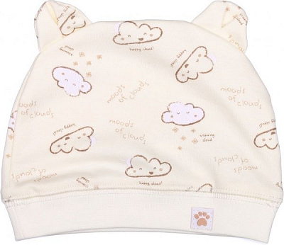 Шапочка детская Bembi ШП76 р.46 молочный с рисунком