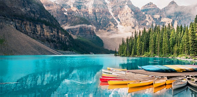 Репродукция Лодки в озере 50x100 см Арт Фемелі 