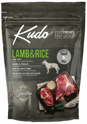 Корм сухой для крупных пород/для средних пород KUDO КДС-12_8606111116047 с ягненком и рисом 3 кг