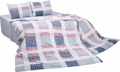 Комплект постельного белья Бристоль семейный бело-красно-синий UP! (Underprice) 