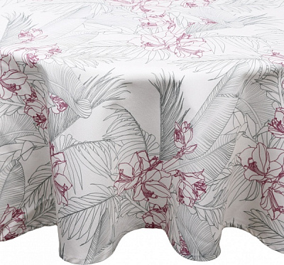 Скатерть Nika d160 белый с рисунком Luna 