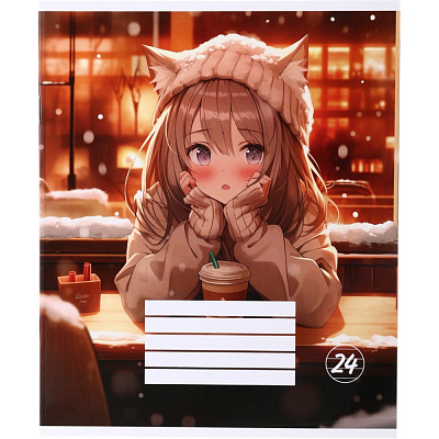 Тетрадь школьная Cat girl_25 24 листов линия Nota Bene