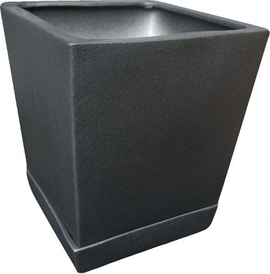 Горшок керамический Larsan с поддоном квадратный 7 л графитовый 