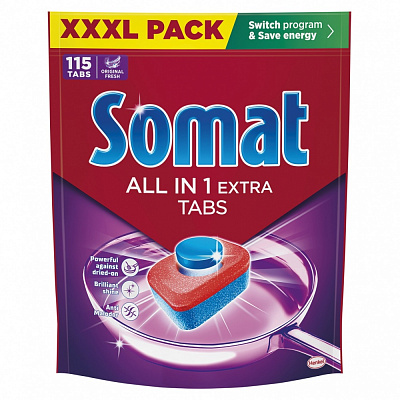 Таблетки для посудомоечных машин Somat All in 1 Extra 115 шт.